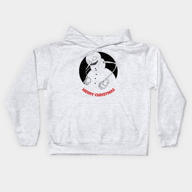 Merry Christmas Evil Snowman Kids Hoodie by Evlar